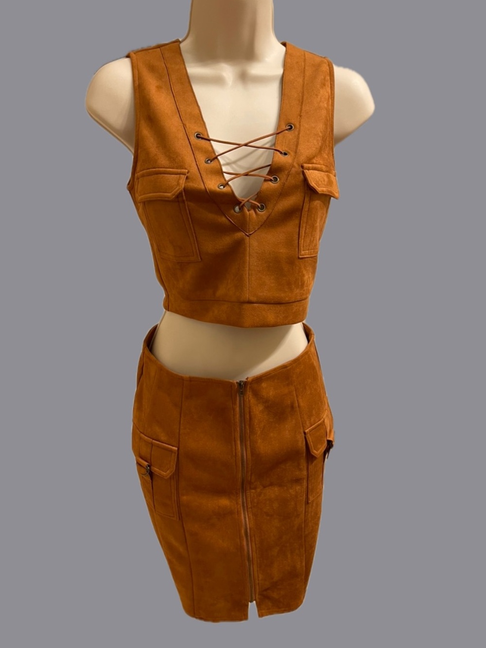✨A’GACI 2 piece FAUX Suede FALL Set - NWOT✨